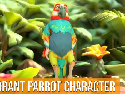 Vibrant Parrot Character model pack Low-poly 3D model