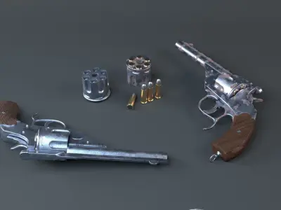 Revolver PBR tow texture set Low-poly 3D model
