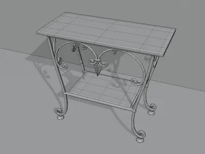 Metal table with glass top 3D model