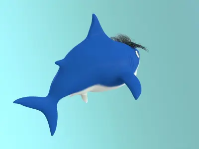 papa shark cartoon fish Low-poly 3D model