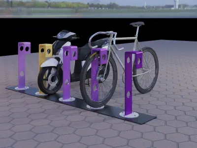 Bicycle parking Low-poly 3D model