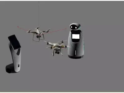 Scenarios of Service Robots Low-poly 3D model