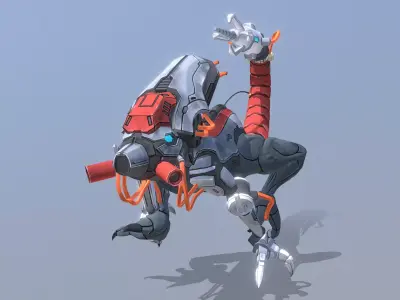 Reptile Cyborg Lizard Roar Blast Fbx  Png 3D model