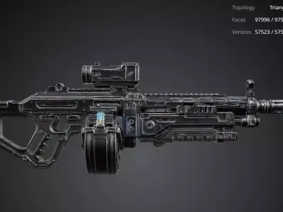 Futuristic Rifle Gun 3D model shop