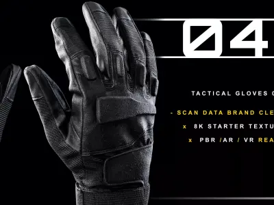 Tactical Gloves 041 Low-poly 3D model