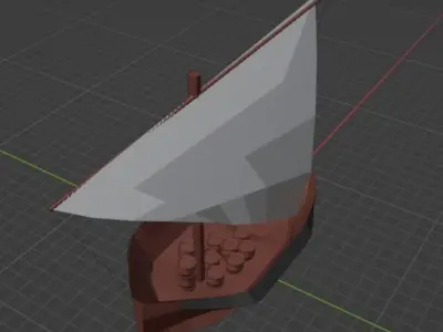 Dhow arab small ship Low-poly 3D model