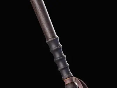 Game Ready Police Wood Baton Low-poly 3D model