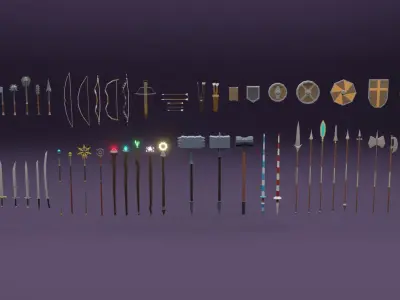 Low Poly Medieval Weapons Low-poly 3D model purchase