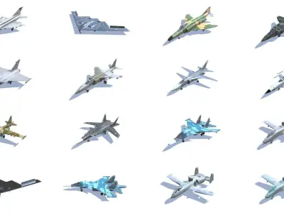 Jet Fighter Aircrafts Mega Bundle 3D Model Pack