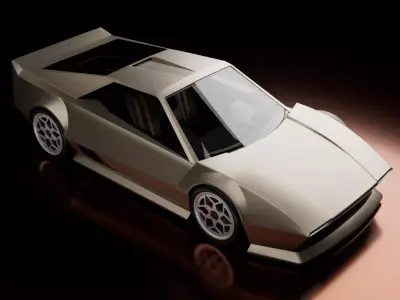 Cyber styled 70s concept supercar Low-poly 3D model