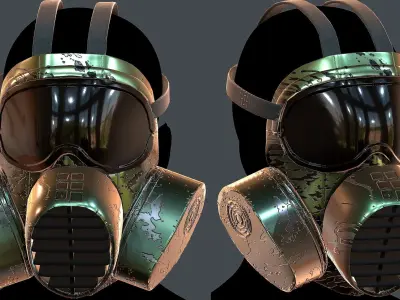 Gas mask helmet 3d model scifi Low-poly  Low-poly 3D model shop
