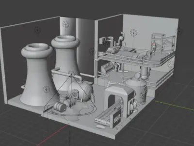 Abandoned Industrial Factory - Toxic Waste Low-poly 3D model