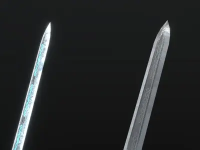 Magic Ice Sword Low-poly 3D model
