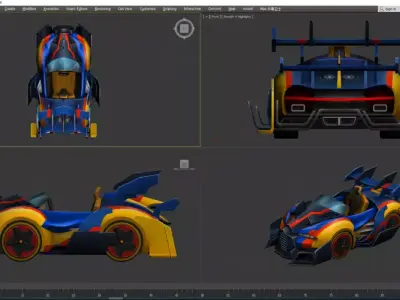 Hand-drawn Cartoon Racing Game Supercar Sports Car Modified car 3D model