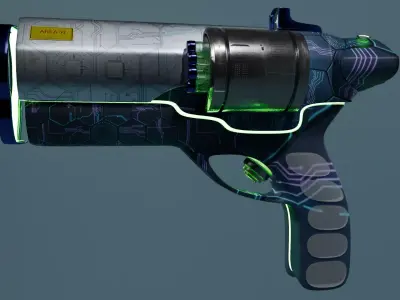 Gun Magnum scifi Low-poly 3D model