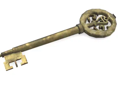 Low Poly Ornate Key Low-poly 3D model