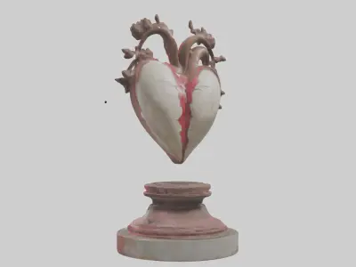 Liberated Heart statue model Low-poly 3D model