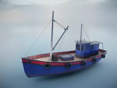 Fishing Boat Low-poly 3D model 2