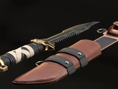 Game ready tactical knife asset Low-poly 3D model