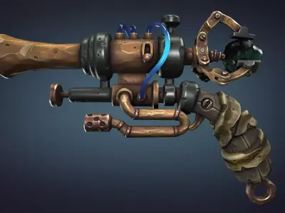 Steampunk pistol Low-poly 3D model