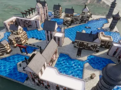 Fantasy Medieval Village 3D model