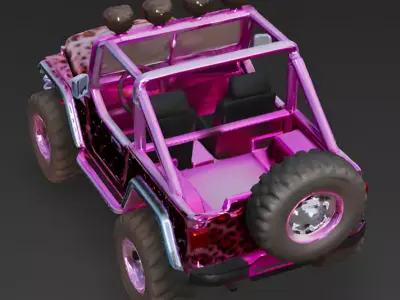 Pink Leopard Off-Road Jeep 3D Model Low-poly 3D model