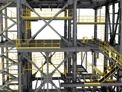 Steel Construction Building Frame 3D model