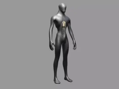 Black Scaled Humanoid Alien Creature 3D model