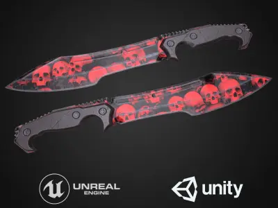 Combat Knife Low-poly 3D model 13