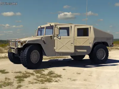 Military Humvee Vehicle Rigged for Cinema 4D 3D model