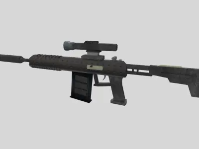 no brand low poly sniper rifle Low-poly 3D model