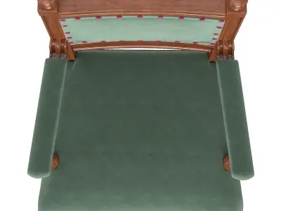 Pr Scottish 19thc Antique Walnut Armchairs 3D model