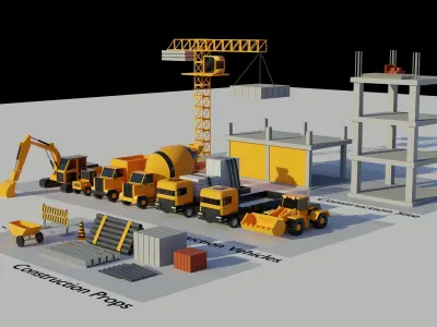 Lowpoly Simple Construction Set Low-poly 3D model