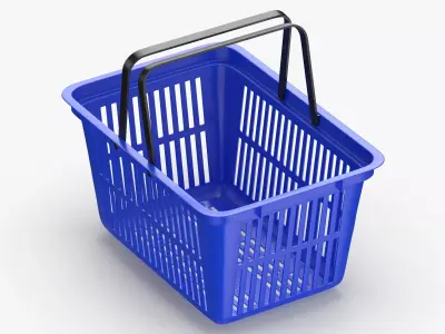 Plastic Shopping Crate 02 Blue 3D model