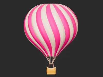 Cartoon hot air balloon Low-poly 3D model