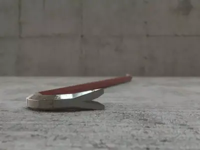 Crowbar metal hammer on concrete Free 3D model