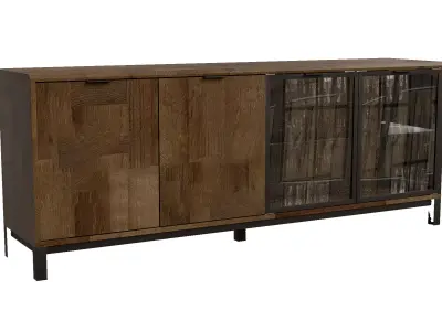 Dark Bronx Glass Lit Sideboard Low-poly 3D model