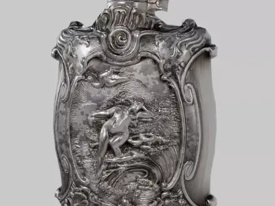 Silver Medieval Flask Potion Low Poly  PBR x2 Diffuse textures Low-poly 3D model