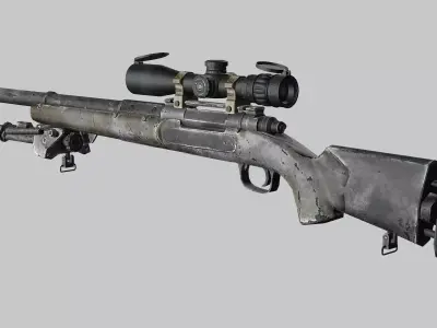 Sniper Denel 5NTW-20 Low-Poly 3D Model Low-poly 3D model