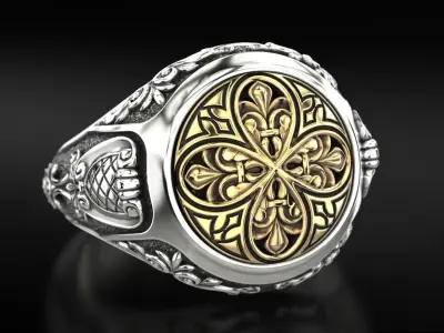 Antique patterned ring 709 3D print model
