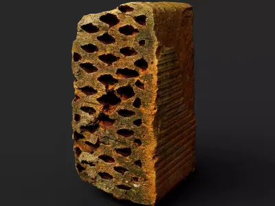 brick debris old ruins detail part PBR photogrammetry Low-poly 3D model