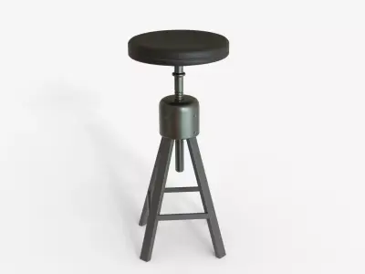 Black Steel Industrial Bar Chair 3D model