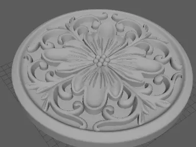 rosette ornately carved ornament 3D model