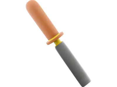 Chisel with wooden handle cartoon icon 3D model