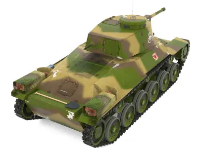 Tank Type 97 Chi-Ha Low-poly 3D model