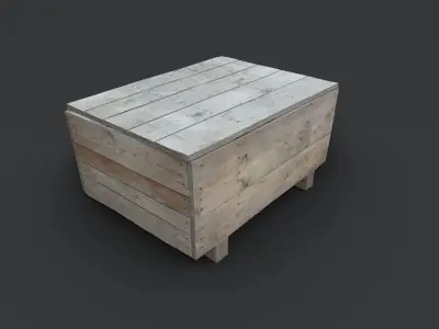 wooden box Low-poly 3D model 2