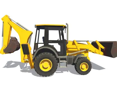TLB  Tractor Loader Backhoe Low-poly 3D model