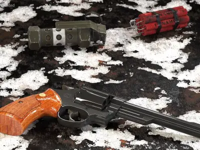 Double Gun Belt Black with Revolvers 3D model