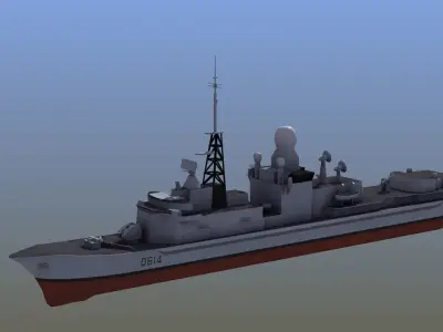 Cassard Frigate Game Ready Low-poly 3D model