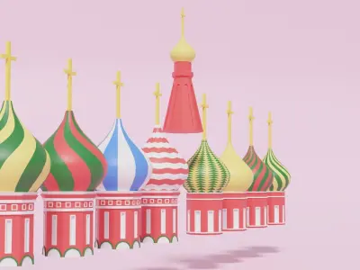 Moscow Kremlin Saint Basils Cathedral Roofs Low-poly 3D model